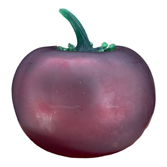 Vintage Hand Blown Large Tomato Hand Made Frosted Glass Paperweight Hollow 4”T - Picture 13 of 14